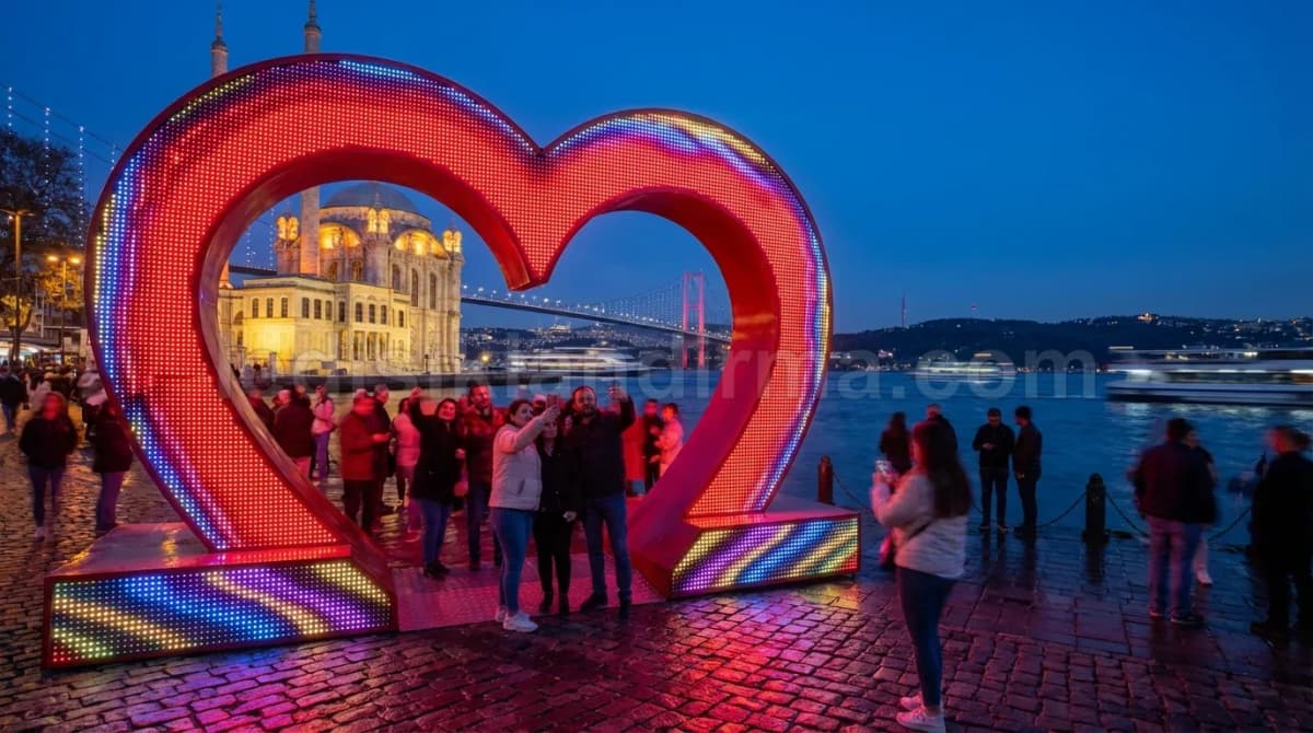 Işıklı Kalp Süsleme Kırmızı ve Tüm Renkler