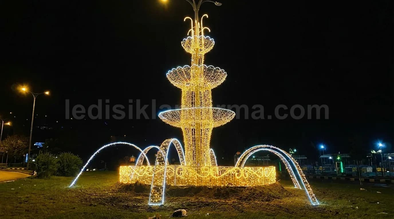 Mustafakemalpaşa - Kavsakta dev isikli LED fiskiye kademeli susleme