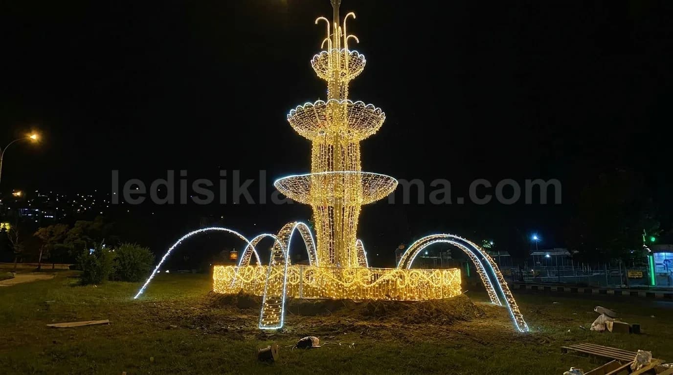 Mudanya - Sehir meydaninda dev isikli LED fiskiye susleme