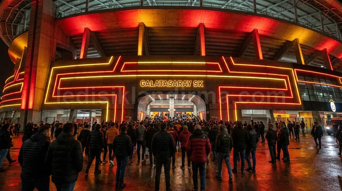 Şırnak - Stadyum cephesi sari kirmizi LED isiklandirma