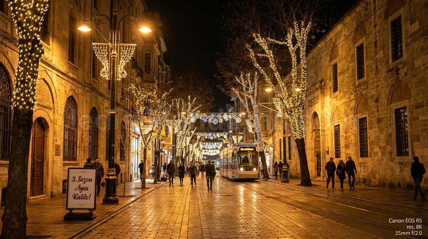 Demre - Agac dalina sarili sicak beyaz cadde isik susleme