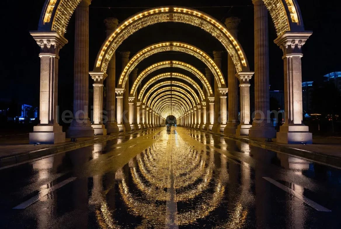 Düzce - Isikli kemerli tunel gece yansimali yol