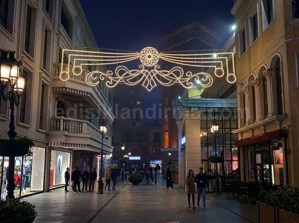 Nallıhan - Cadde uzeri altin kemer motifi ipsi LED gece