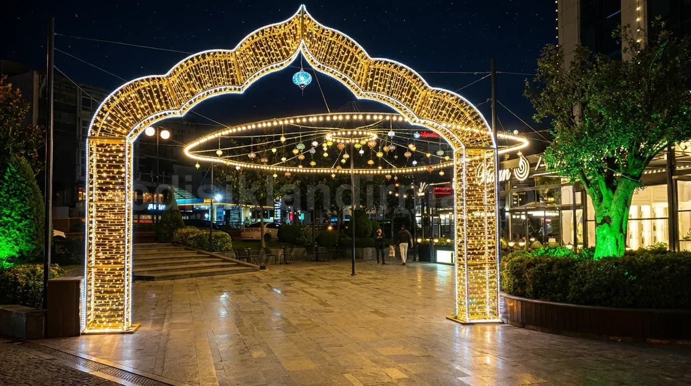 Alanya - Meydan girisinde isikli kemer susleme