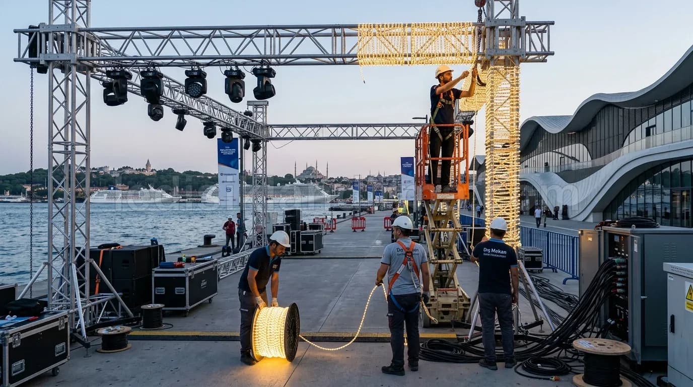 Çiğli - Sahil truss isikli kemer kurulum ekibi aksam