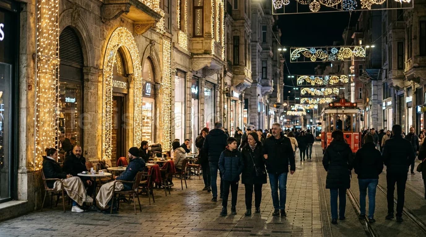 Aksaray - Istiklal tarzi cadde vitrin ve isik aydinlatmasi