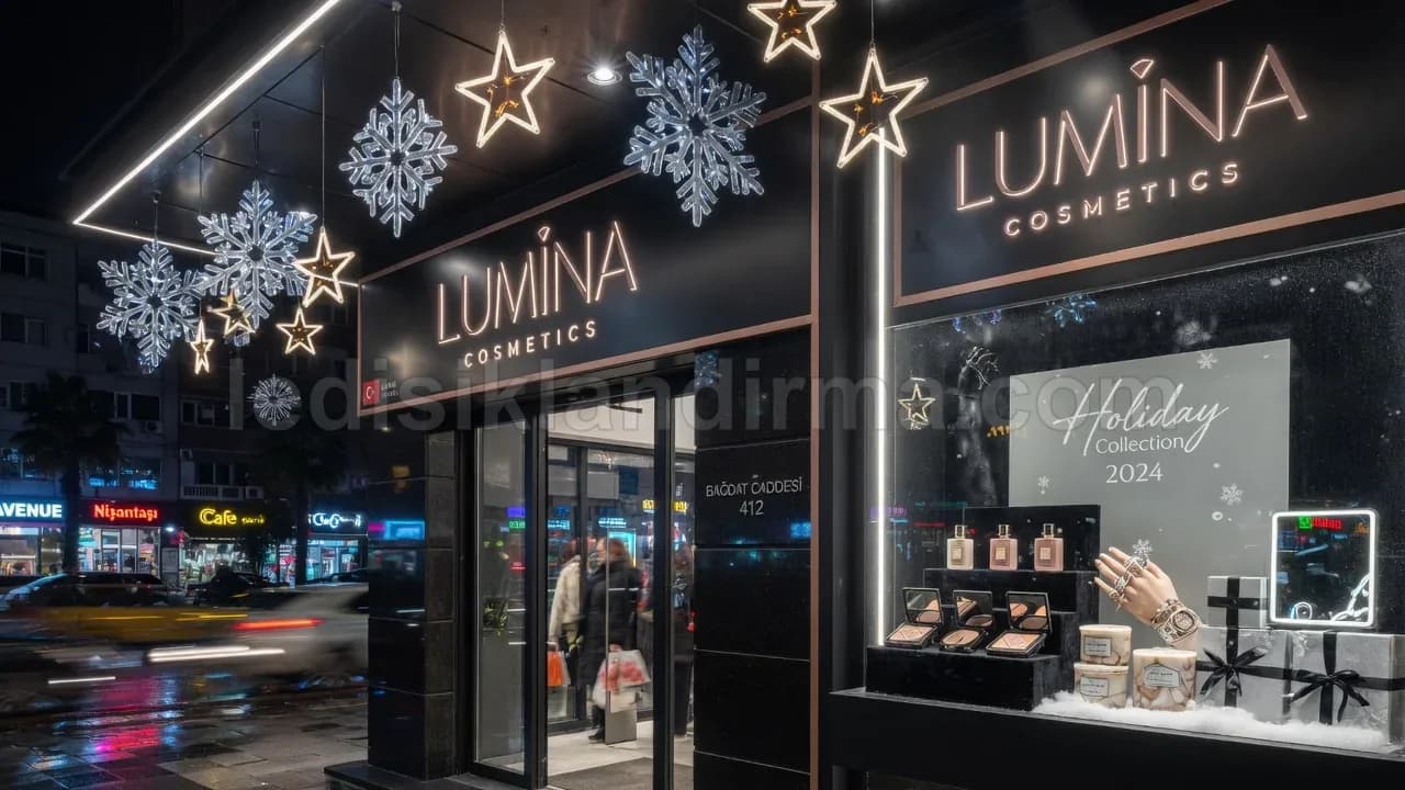 Bornova - Magaza vitrini kar tanesi yildiz susleme