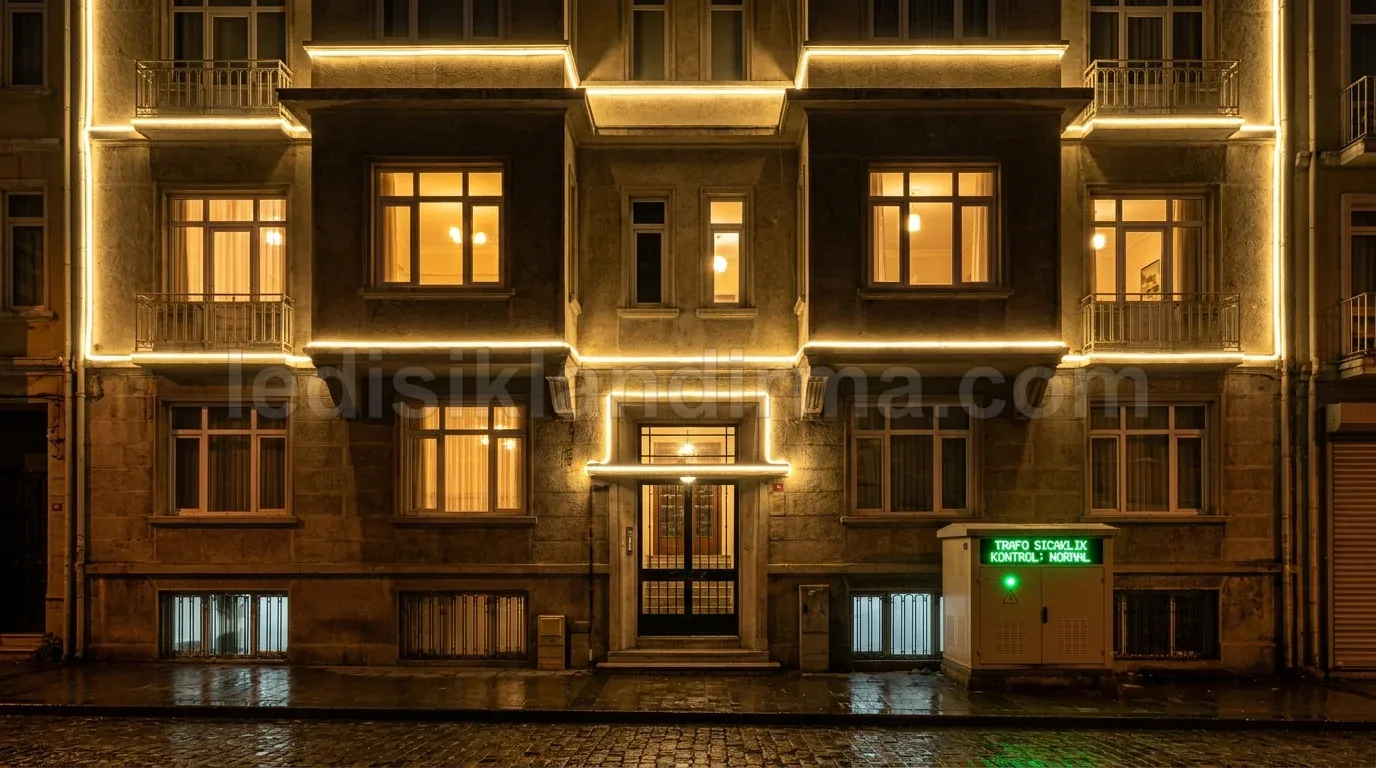 Serik - Mustakil bina cephesi sicak led serit aydinlatma