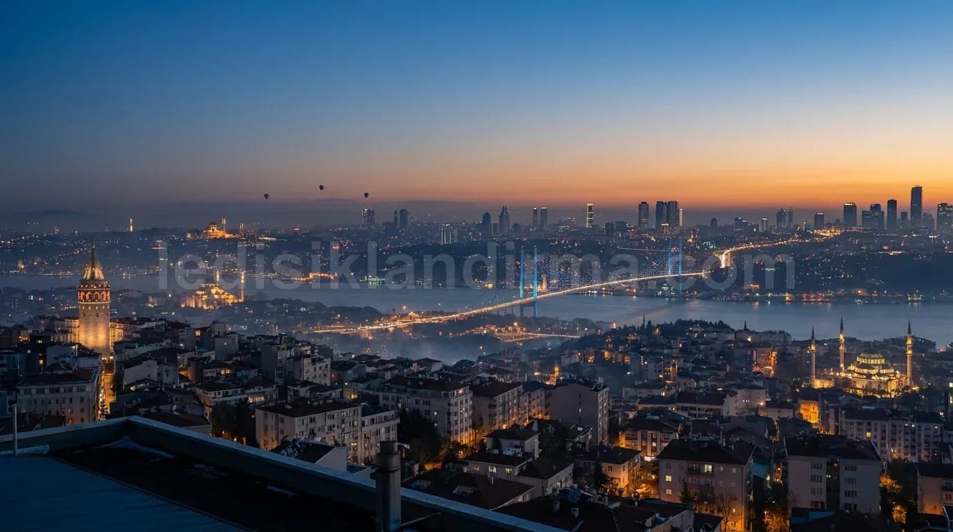 Konyaaltı - Alacakaranlikta Istanbul Bogazi sehir manzarasi