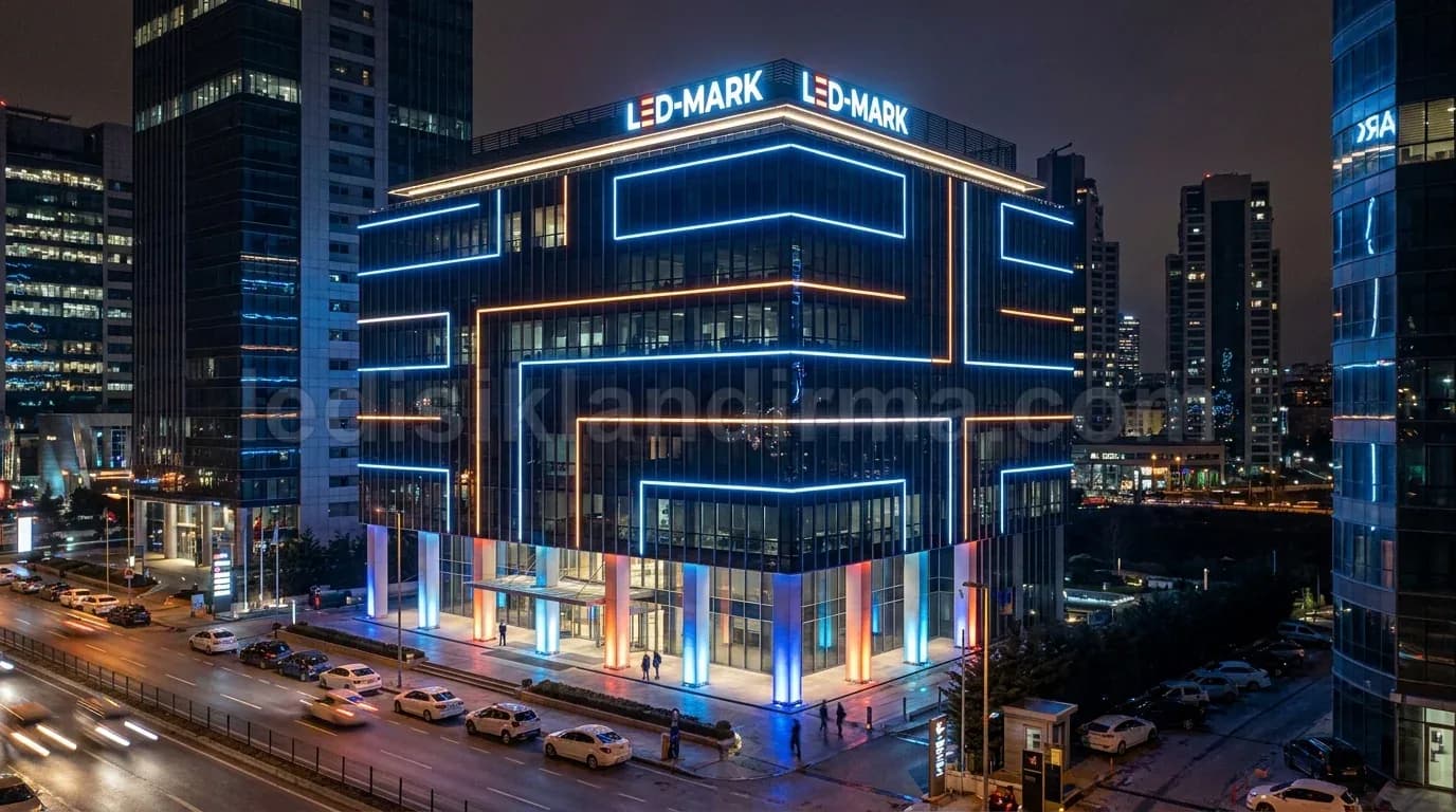 Ümraniye - Kurumsal bina cephesinde neon LED aydinlatma
