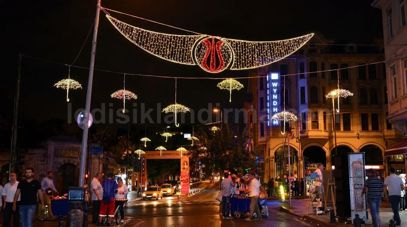 Yıldırım - Cadde uzeri isikli hilal yildiz ramazan susleme