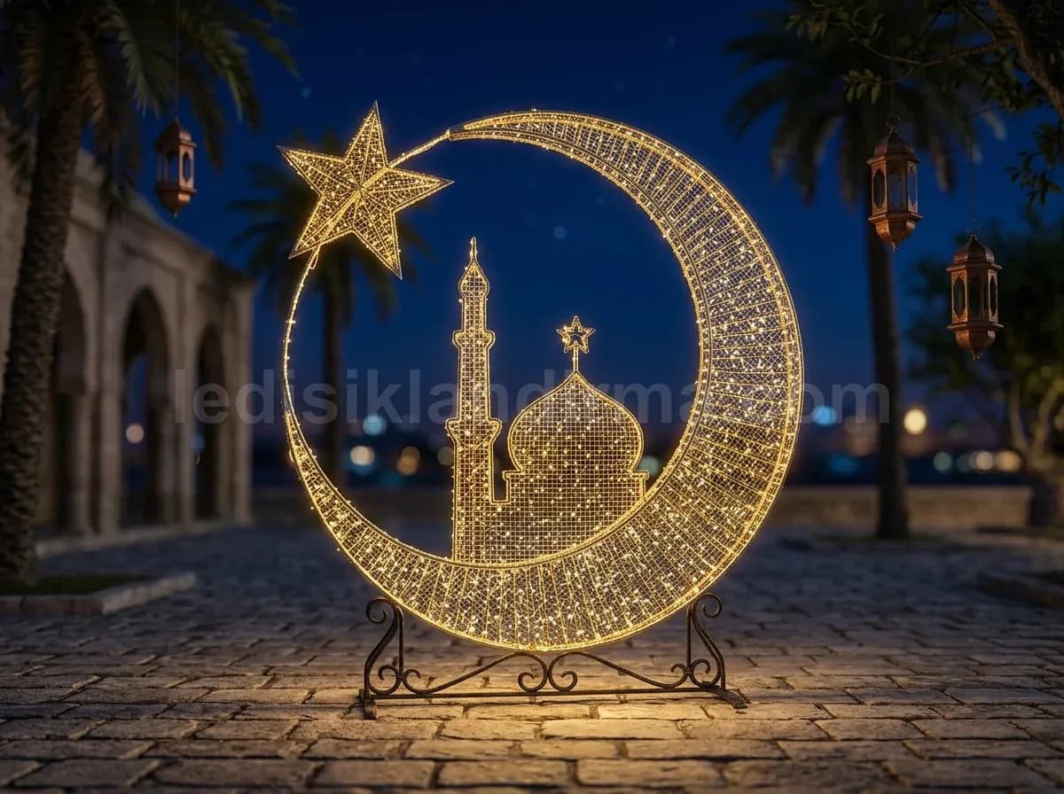 Kınık - Isikli hilal yildiz ve cami ramazan figuru