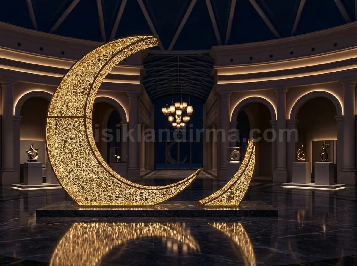 Kiraz - Salonda altin LED hilal ay figurleri