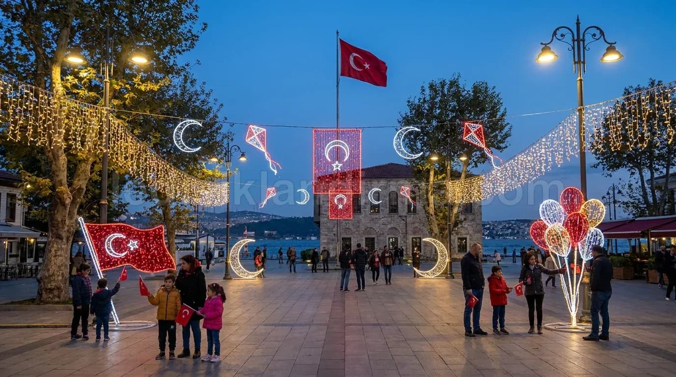 Sivas - Sehir meydaninda hilal yildiz ramazan isik susleme