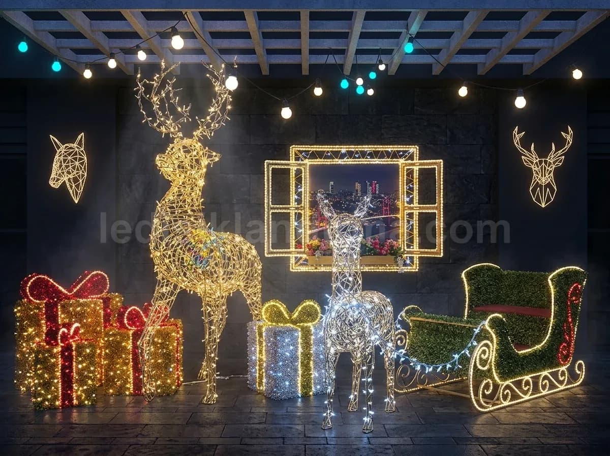 Konak - Atolyede altin LED geyik kizak figurleri