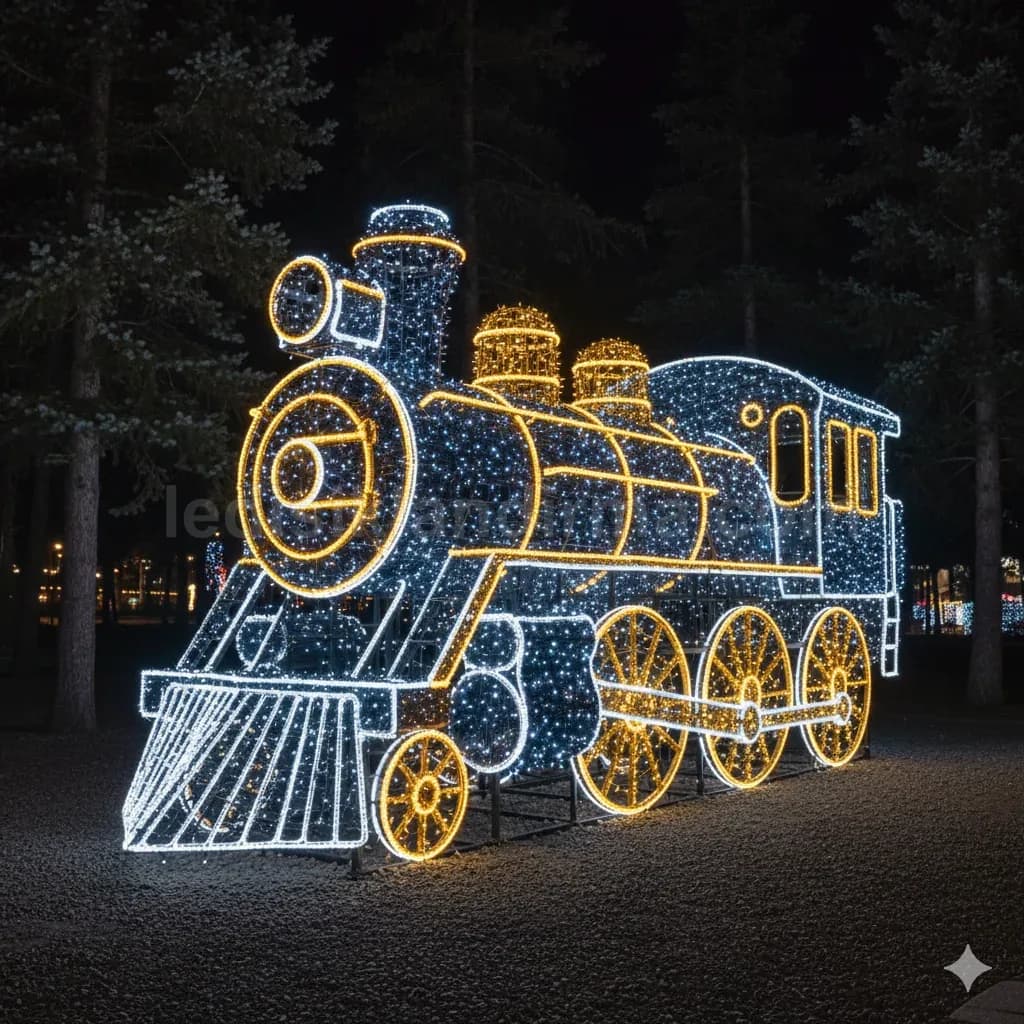 Şanlıurfa - Parkta dev LED isikli lokomotif tren figuru