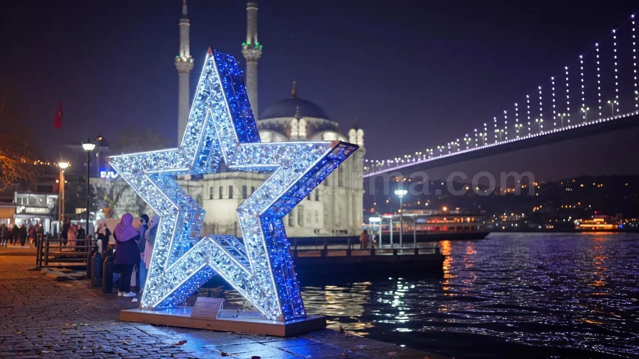 Şişli - Mavi LED yildiz figuru Ortakoy sahili
