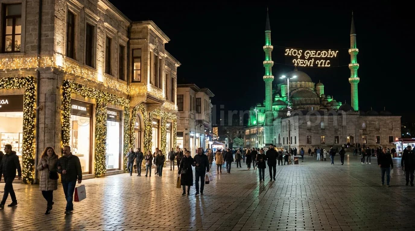 Aydın bina cephesi yılbaşı ışıklandırma