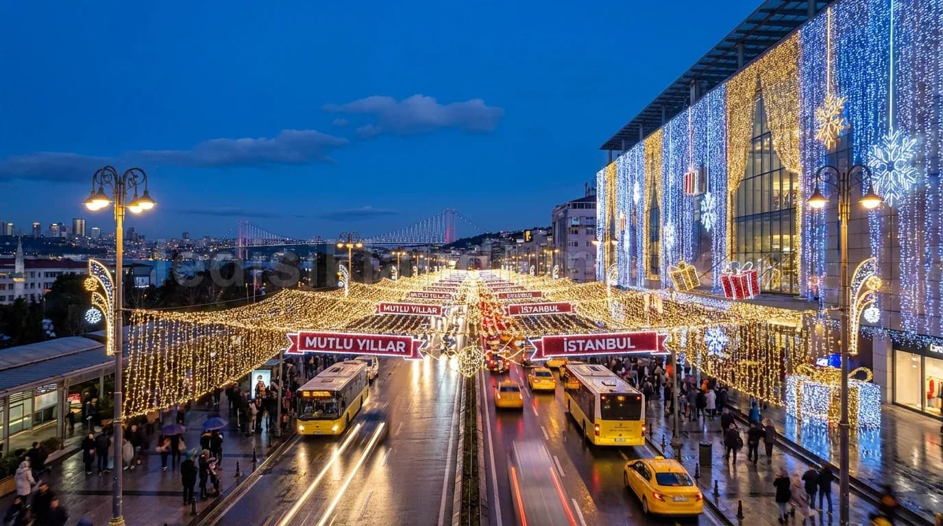 İzmir Belediye Meydanı Yılbaşı Işıklandırma Projesi 2024 - 3