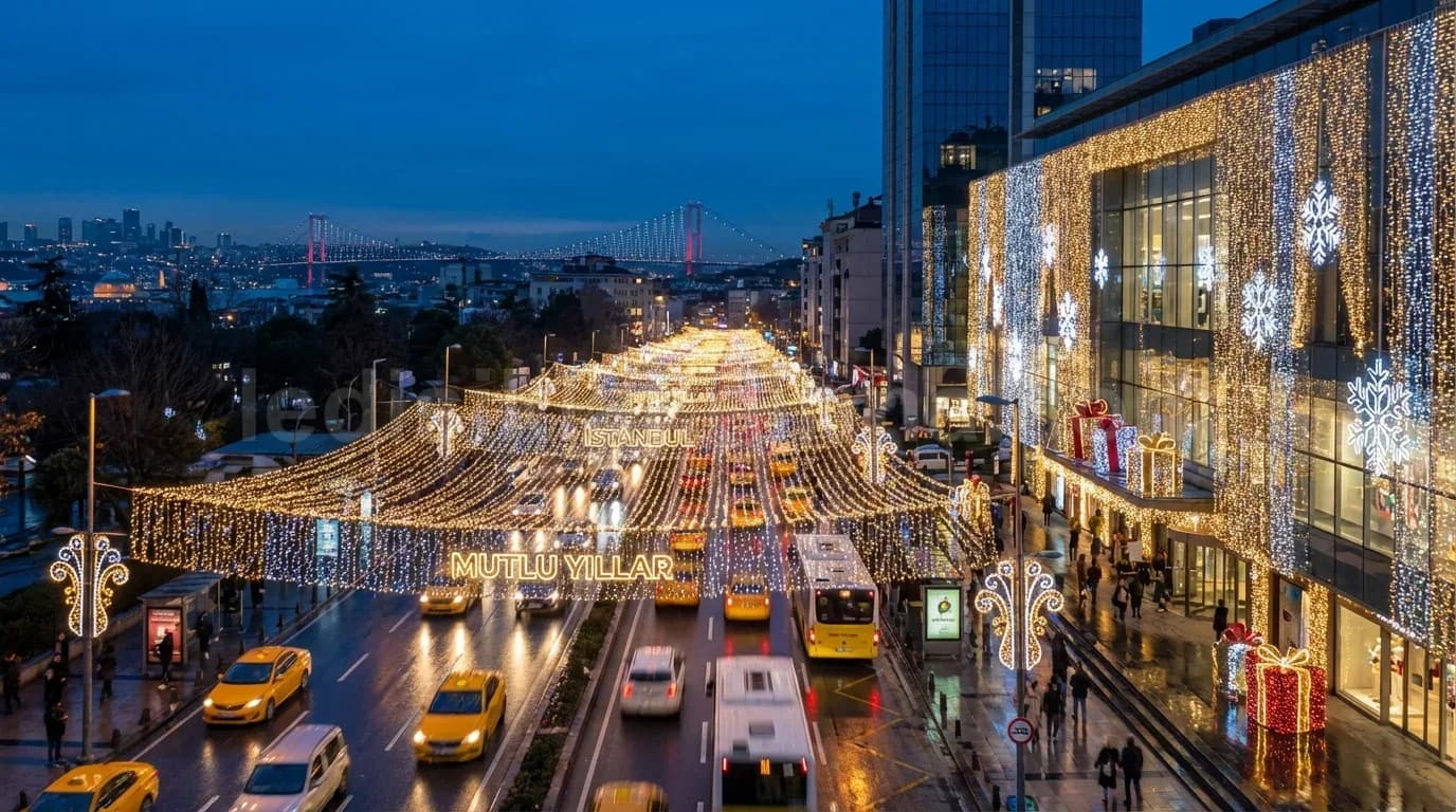 Konya Büyükşehir Belediyesi Kent Merkezi Işıklandırma Projesi 2023 - Konya kent merkezinde 3 km aks boyunca gerçekleştirilen kapsamlı yılbaşı ışıklandırma projesi